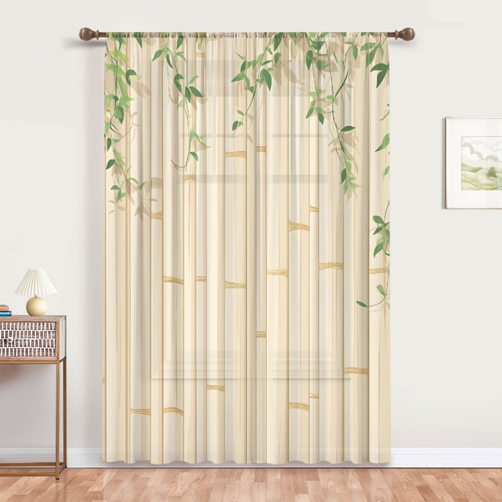 1PC Sheer Curtain Bamboo Green - огляд і ціна Curtain Rods