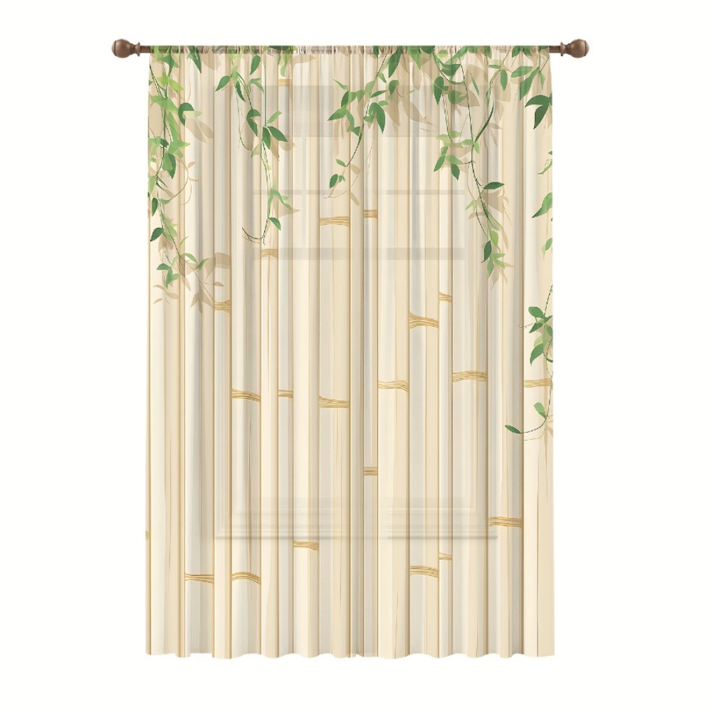 1PC Sheer Curtain Bamboo Green - огляд і ціна Curtain Rods