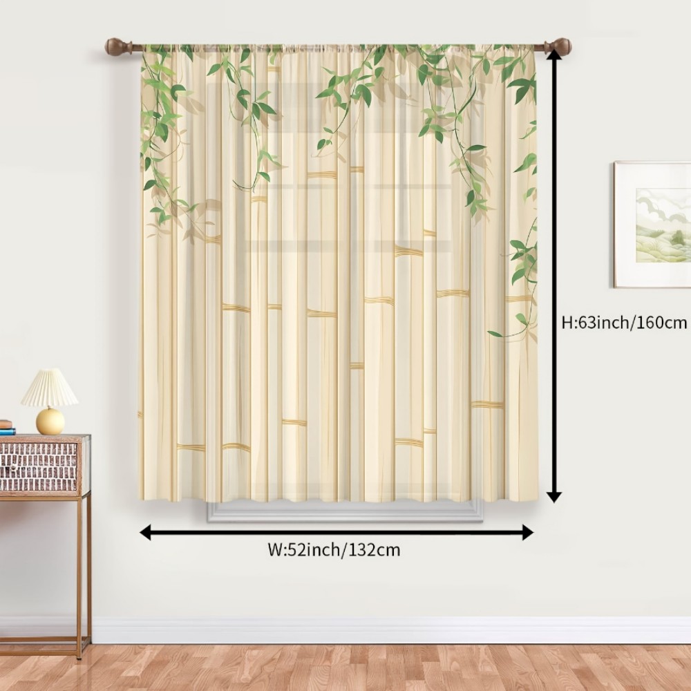 1PC Sheer Curtain Bamboo Green - огляд і ціна Curtain Rods
