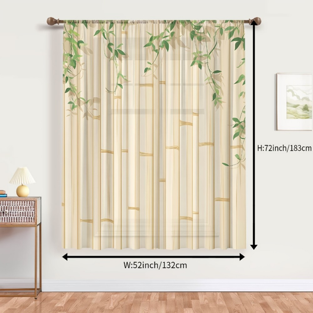 1PC Sheer Curtain Bamboo Green - огляд і ціна Curtain Rods