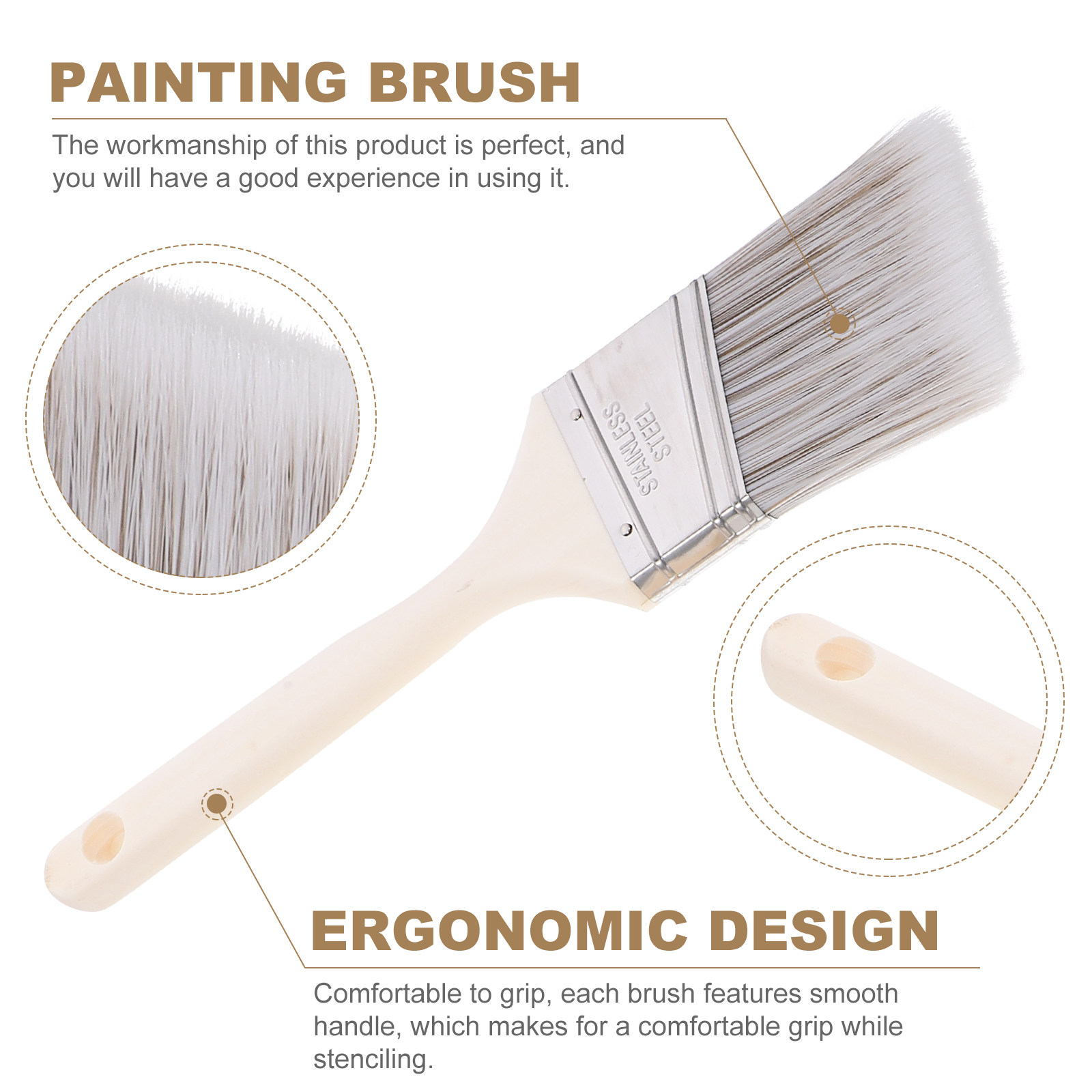 5Pcs Wooden Handle Paint Brush - огляд і ціна Home Improvement Fence